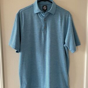 FootJoy Men's Sz Small Blue Striped Polo Golf Outdoor Activewear Shirt